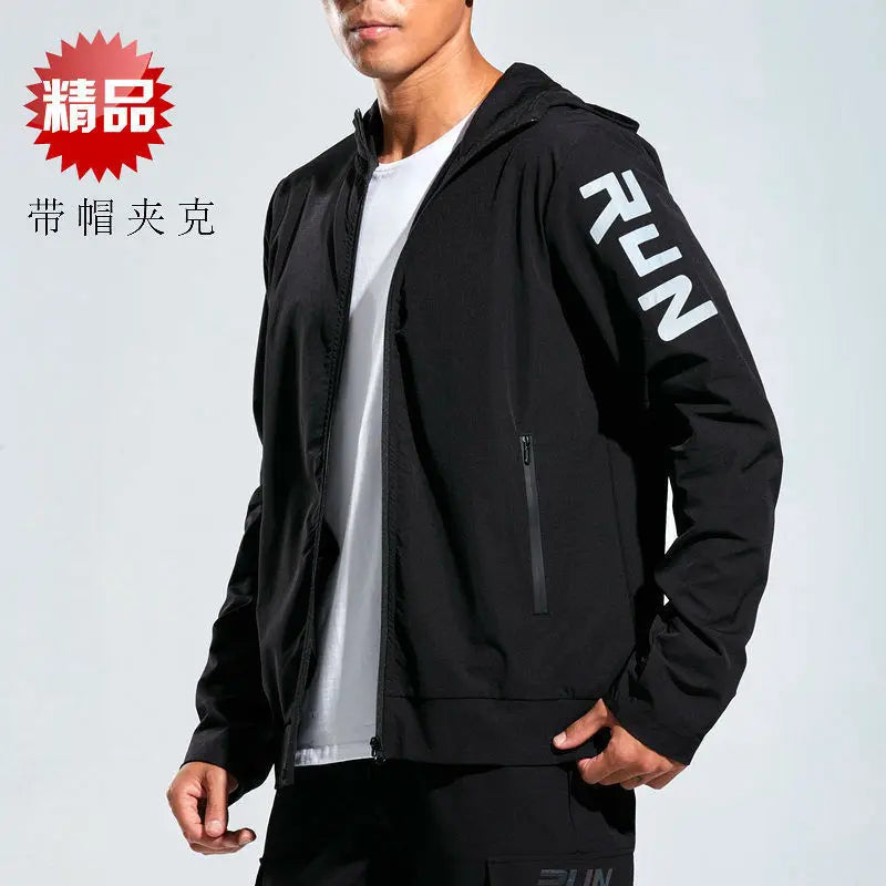 Men's Jackets Hoodie Outwear Workout Sports Jacket Fitness Running Windproof Coats Men Gym Sportswear Windbreaker Hooded Top