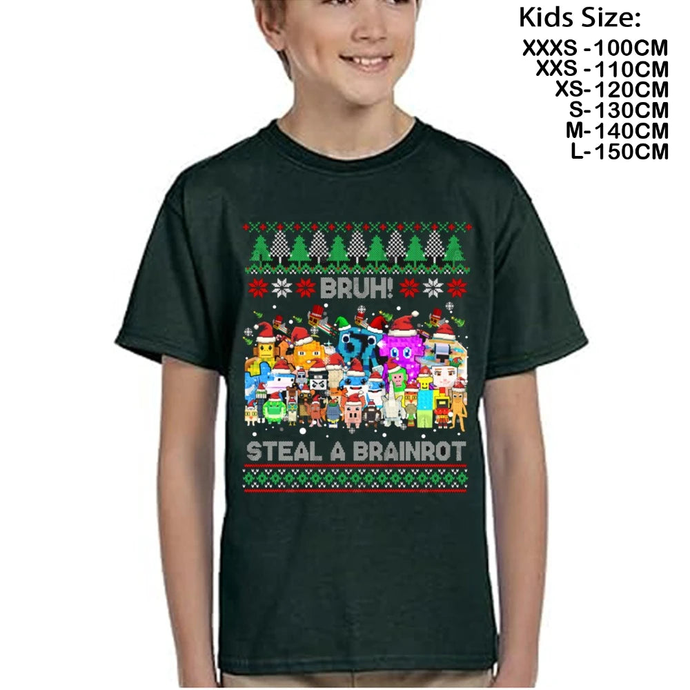 67 brainrot Meme Steal A BrainRot Italian Cartoon T-shirt Kids Children Summer Cotton Casual Tshirts Funny Tees T Shirts
