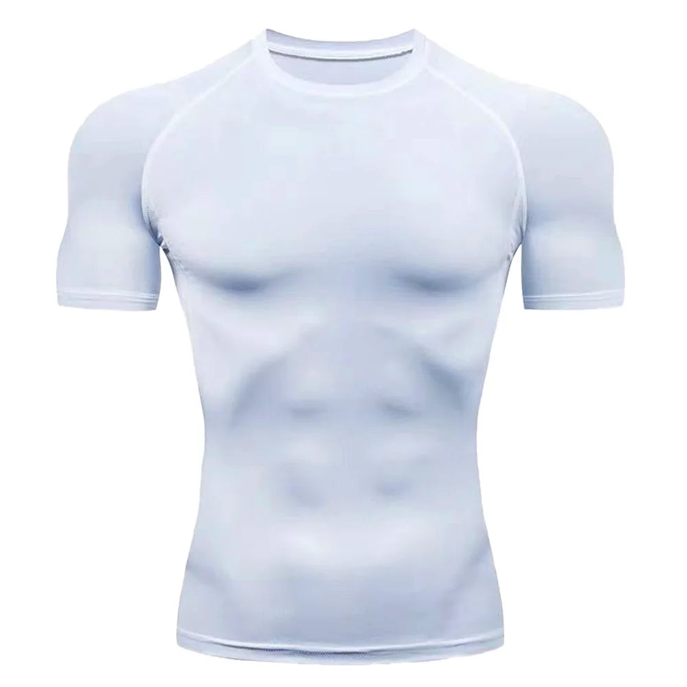 Men Compression Running T Shirts Shapewear Fitness Tight Short Sleeves Body Shaper Training Jogging Shirts Gym Sportswear