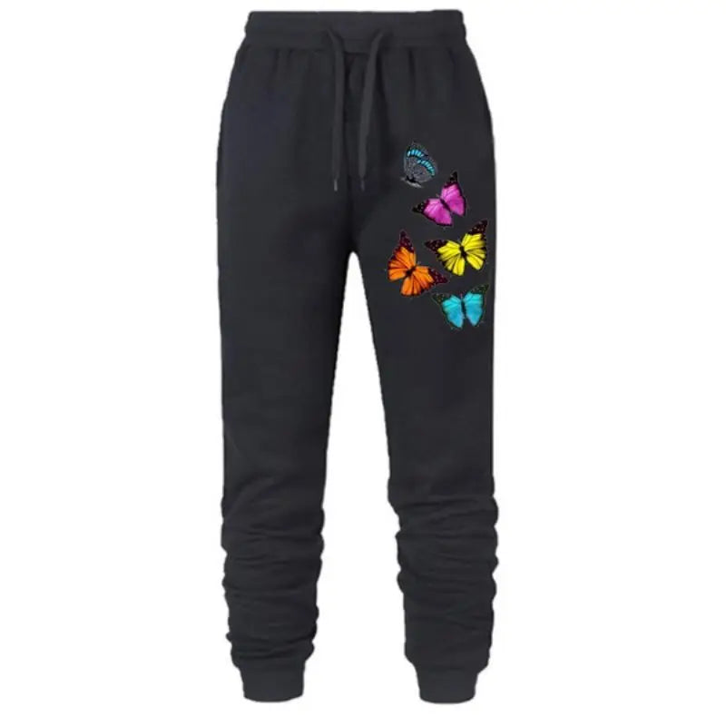 New Butterfly Printed Women's Sweatpants Running Joggers Trousers Ladies Casual Sportswear Jogging Pants S-4XL