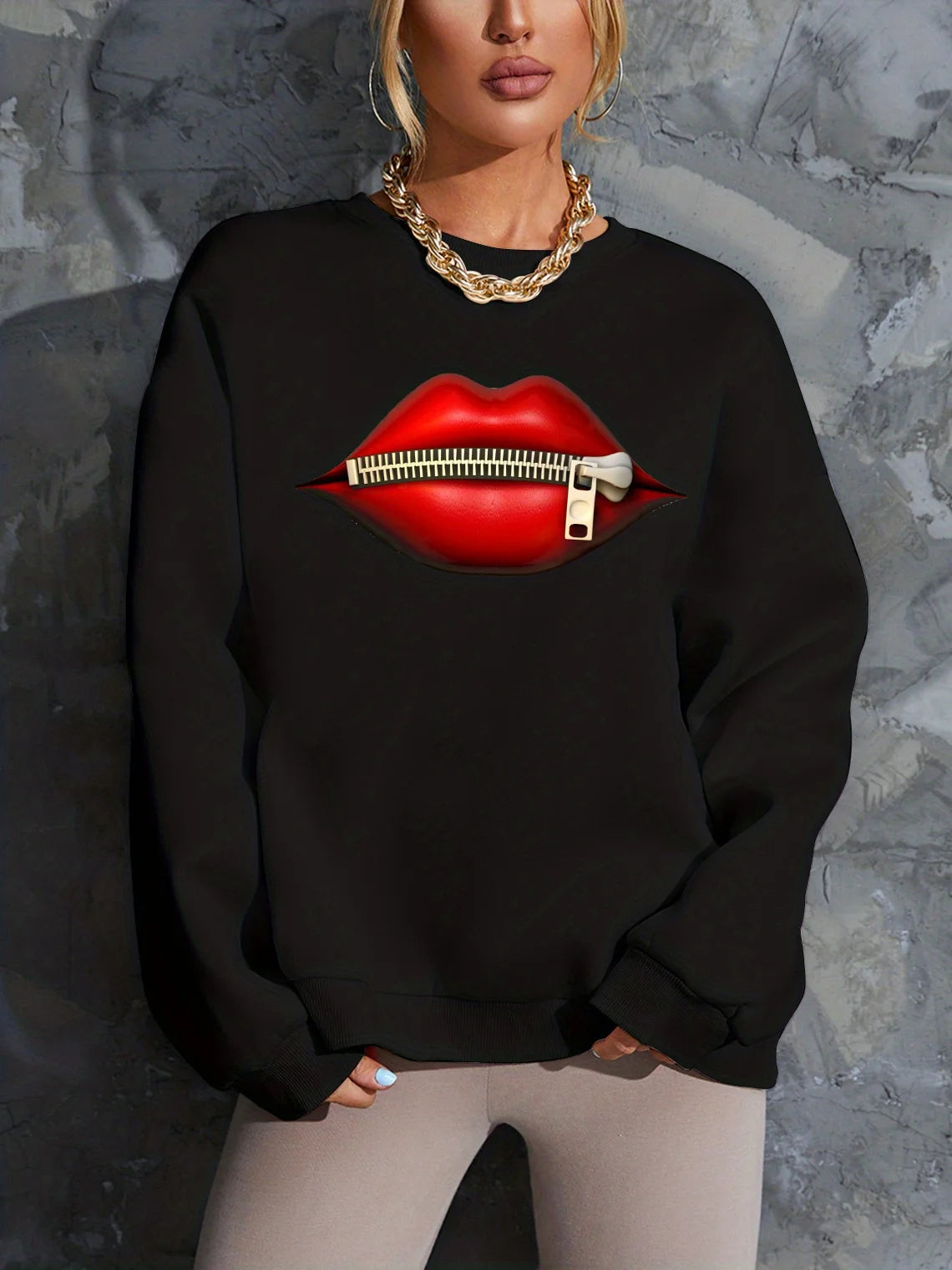 Women's Autumn Winter Sweaters Black Loose Plus Size Female hoodie Long Sleeves O-neck Pullovers Sporty and Rich Clothing