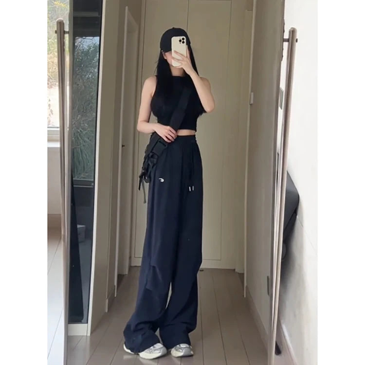American High Street Style Women's Cargo Pants Spring Summer 2026 New Slimming Drapey Loose Sweatpants Folded Hem