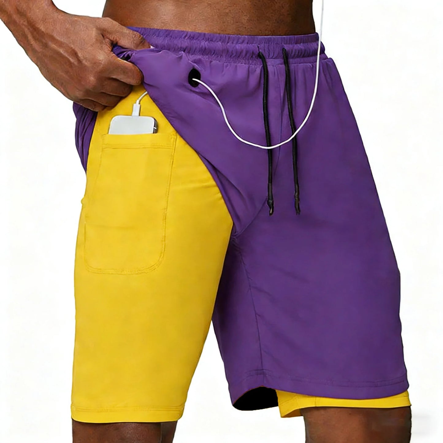 Casual Shorts Men Summer Sportswear Double-deck Male Shorts Gyms Fitness Homme Tracksuit Clothing Black Fashion Short Pants Men