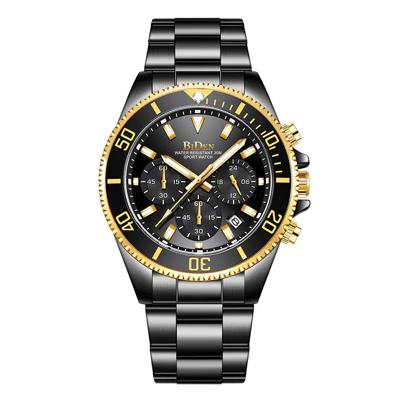 Men's Quartz Watch with Waterproof Steel Strap