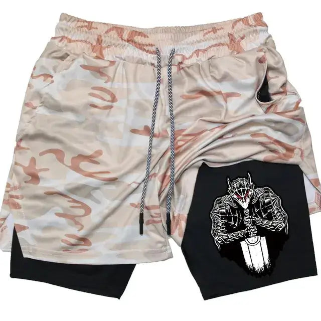 Berserk Anime Quick Dry Performance Multiple Pockets Sports Shorts