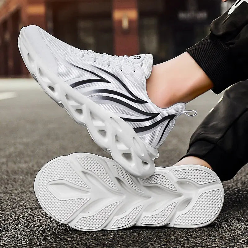 Flame Printed Sneakers - Flying Weave Sports Shoes
