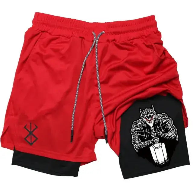 Berserk Anime Quick Dry Performance Multiple Pockets Sports Shorts