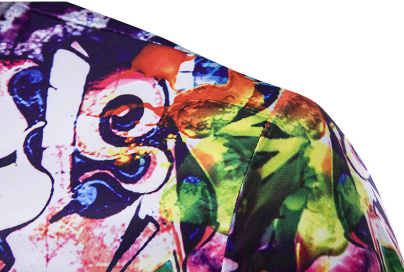 Urban Fashion Ink Splash Slim Fit Long Sleeve Shirt