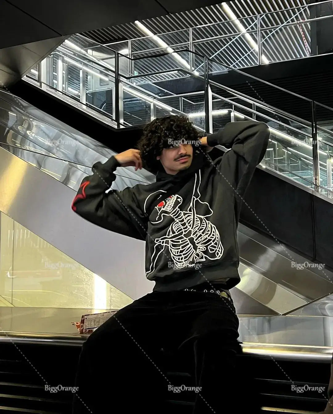 Oversized Skull Print Hoodie