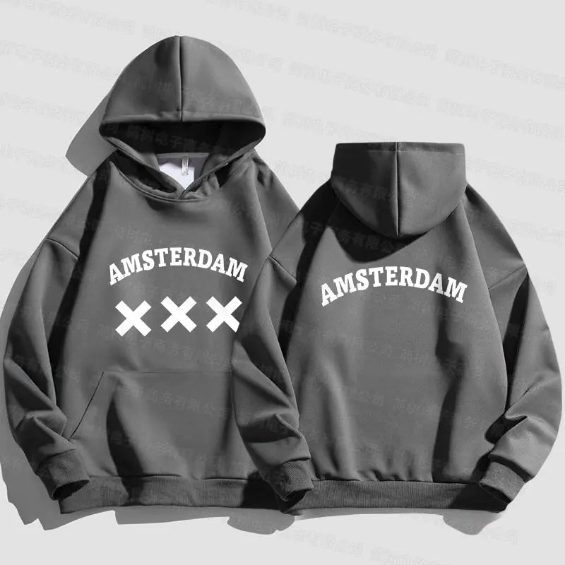 Amsterdam Unisex Hoodie - Black Oversized Sweatshirt
