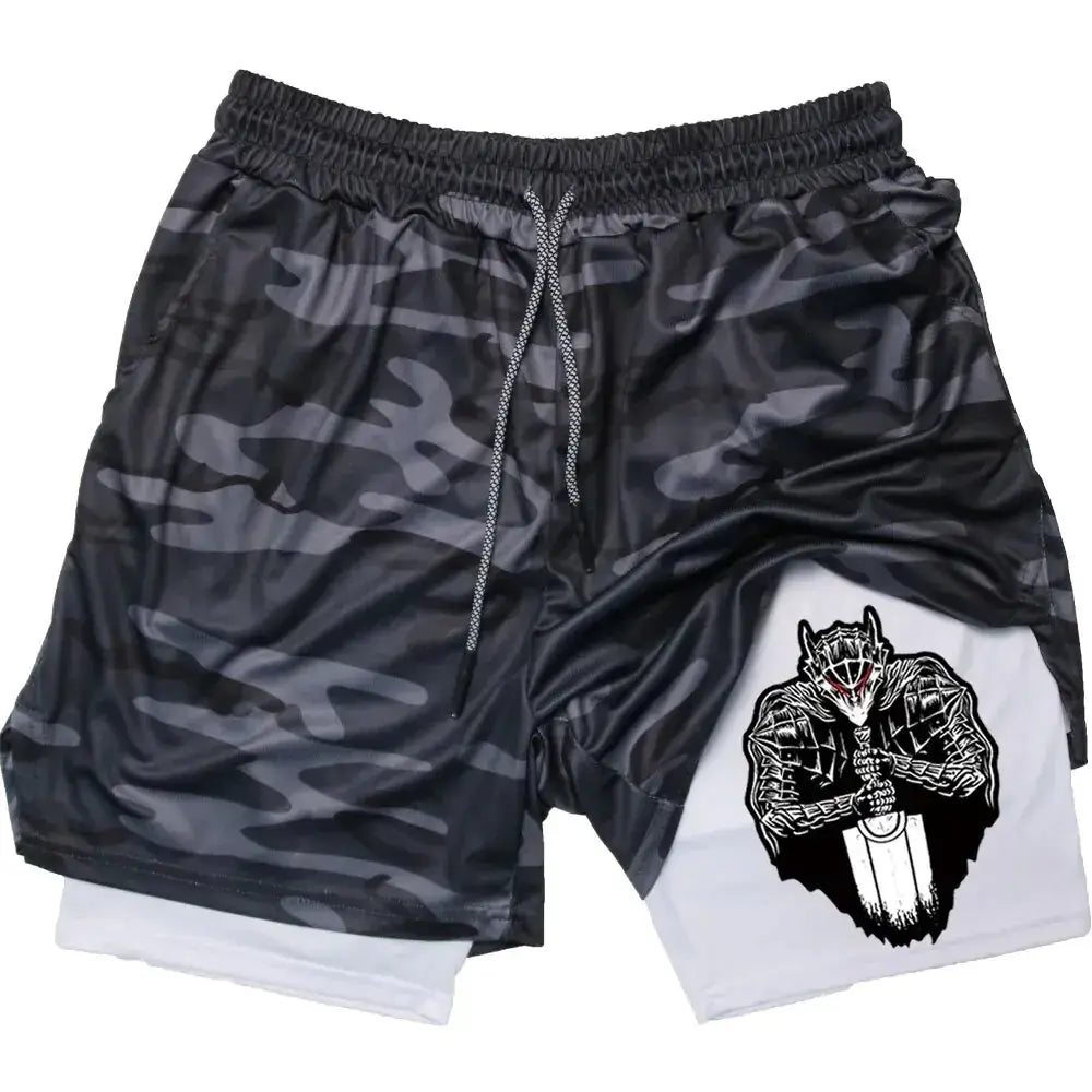 Berserk Anime Quick Dry Performance Multiple Pockets Sports Shorts