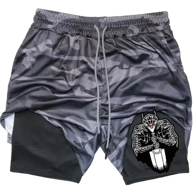 Berserk Anime Quick Dry Performance Multiple Pockets Sports Shorts