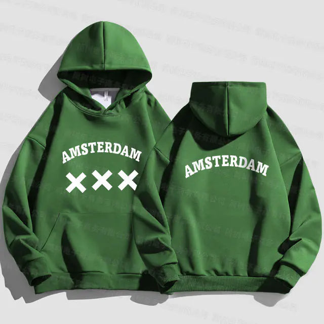 Amsterdam Unisex Hoodie - Black Oversized Sweatshirt