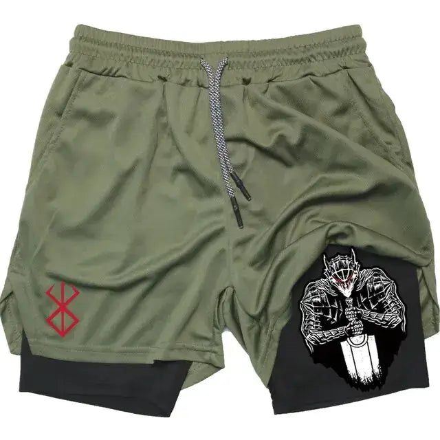 Berserk Anime Quick Dry Performance Multiple Pockets Sports Shorts
