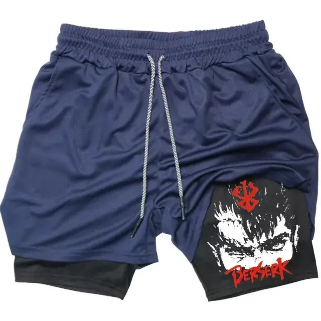 Berserk Anime Quick Dry Performance Multiple Pockets Sports Shorts