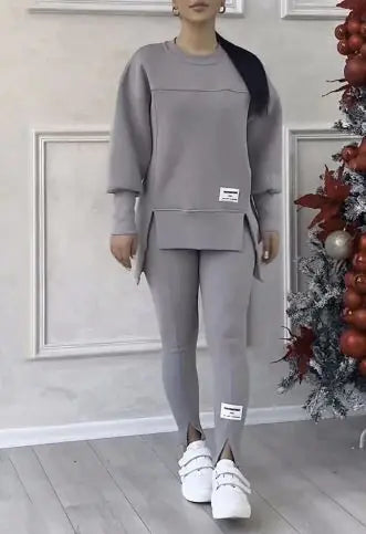 Long-Sleeved Printed Sweater & Leggings Suit