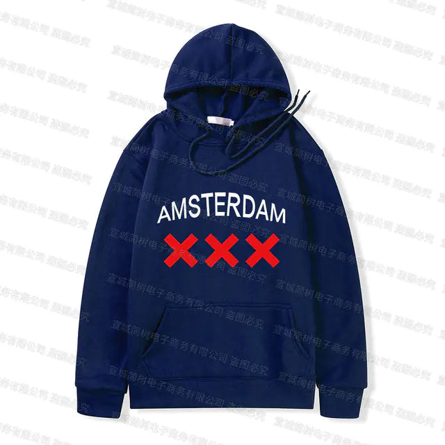 Amsterdam Unisex Hoodie - Black Oversized Sweatshirt