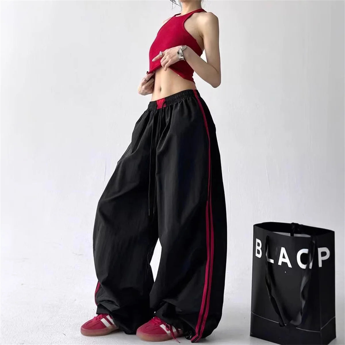 Loose Joggers Pants Cargo Pants Vintage Streetwear Hip Hop Y2k Baggy Wide Leg Sweatpants Casual Pockets Fashion Trousers