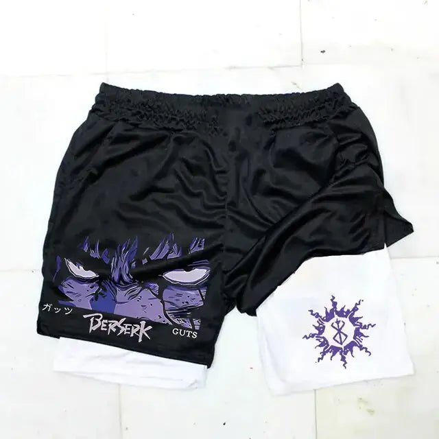 Berserk Anime Quick Dry Performance Multiple Pockets Sports Shorts