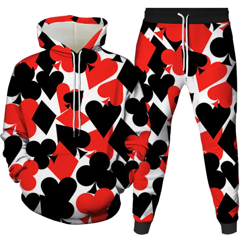 Two-Piece Digital Print Hoodie & Sweatpants