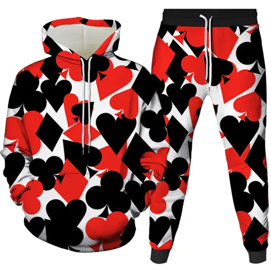 Two-Piece Digital Print Hoodie & Sweatpants