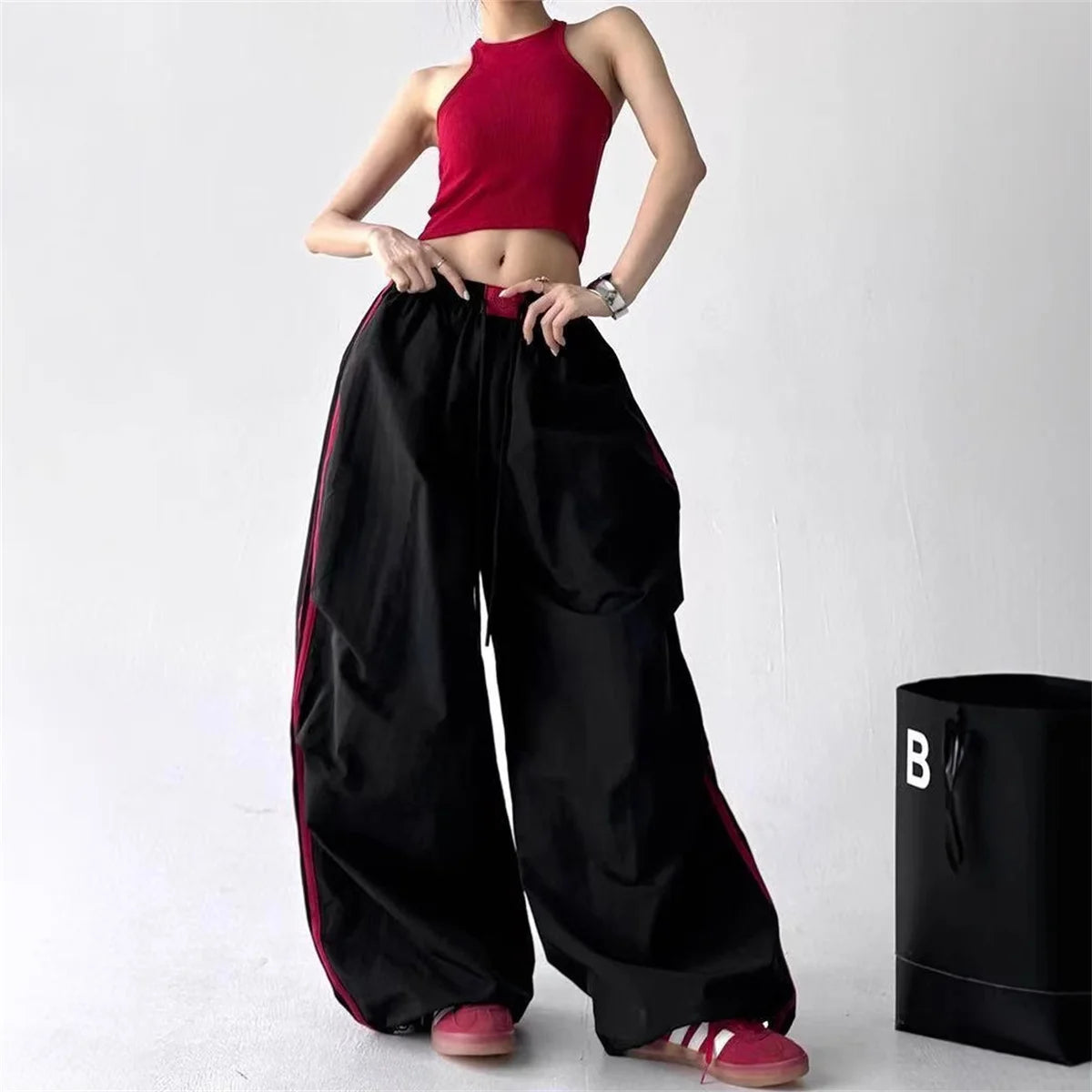 Loose Joggers Pants Cargo Pants Vintage Streetwear Hip Hop Y2k Baggy Wide Leg Sweatpants Casual Pockets Fashion Trousers