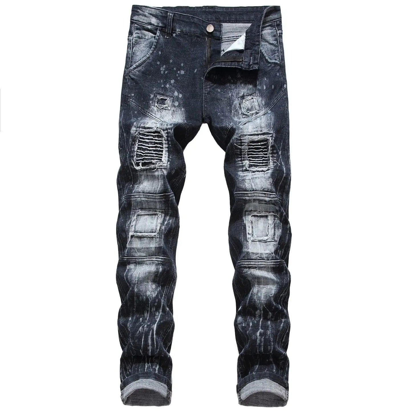 Dark Acid Wash Straight-Stretch Fit Denim Jeans