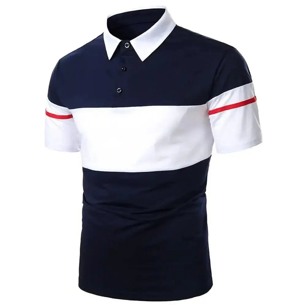 Contrast Color Short Sleeve Polo Shirt - FASHION FLOOD