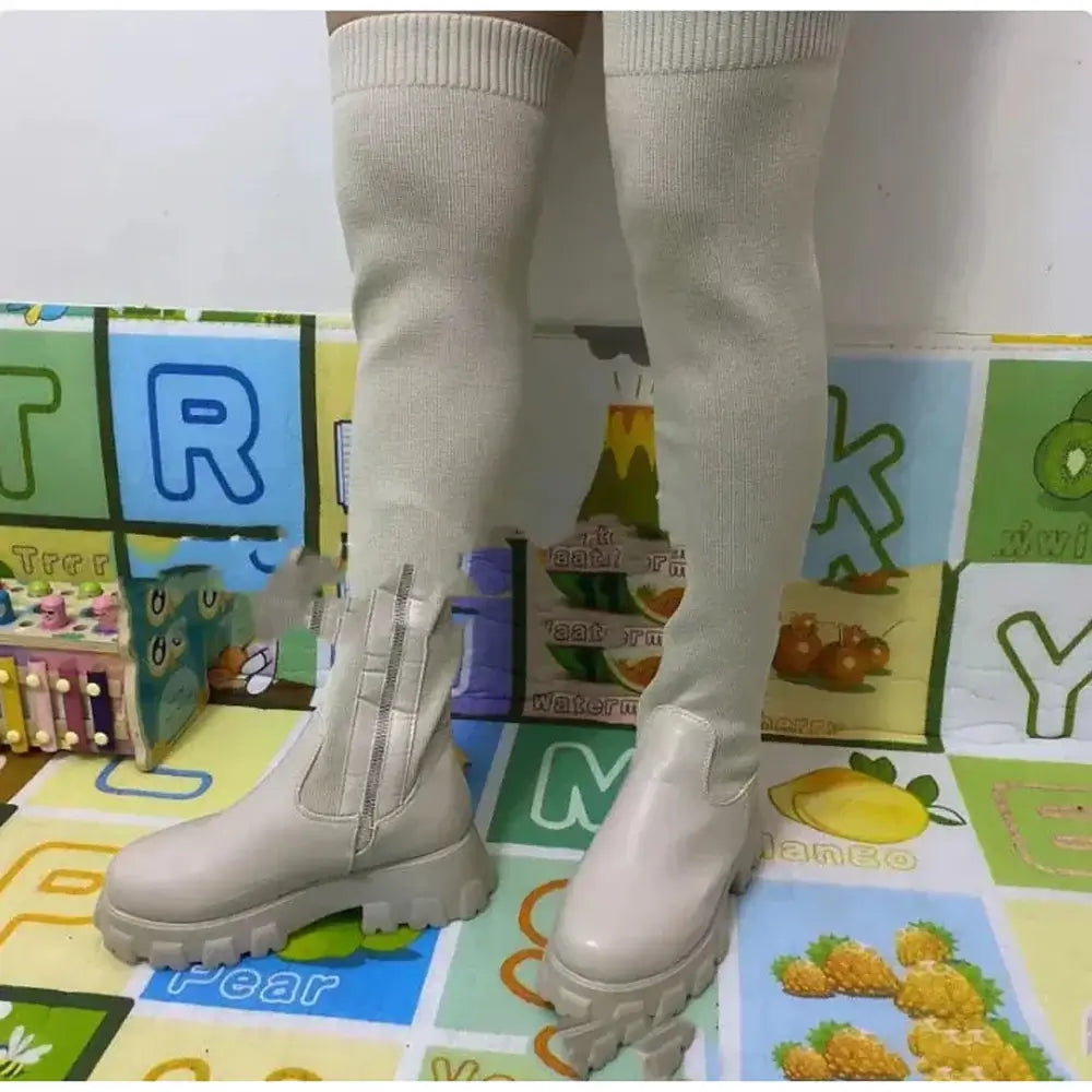 Cozy Knitted Platform Boots - FASHION FLOOD