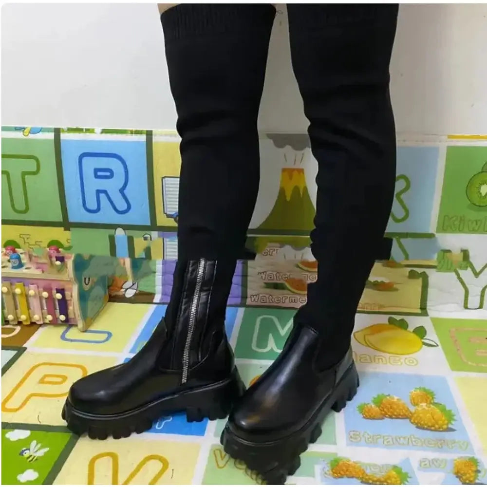 Cozy Knitted Platform Boots - FASHION FLOOD