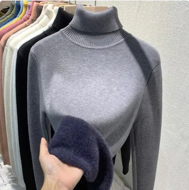 Cozy Velvet Art Retro Turtleneck Pullover Sweater - FASHION FLOOD