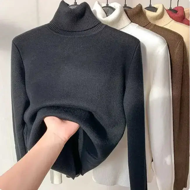 Cozy Velvet Art Retro Turtleneck Pullover Sweater - FASHION FLOOD