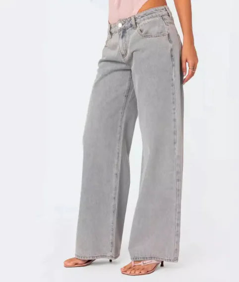 Loose Retro Bow Printed Jeans