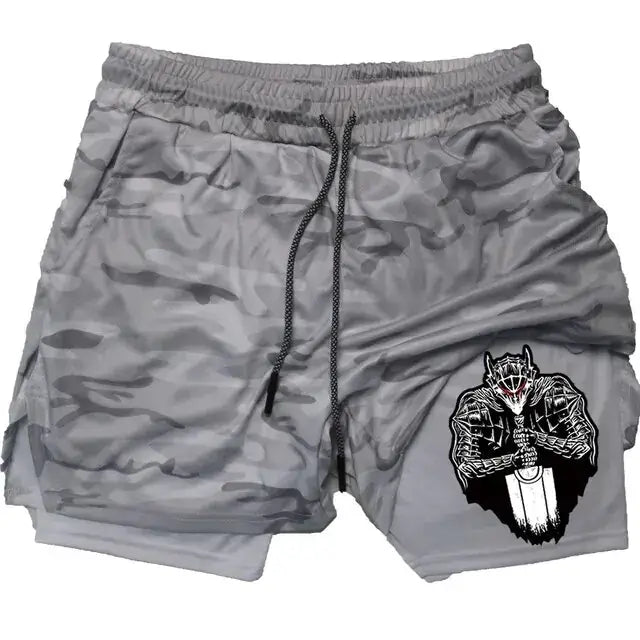 Berserk Anime Quick Dry Performance Multiple Pockets Sports Shorts