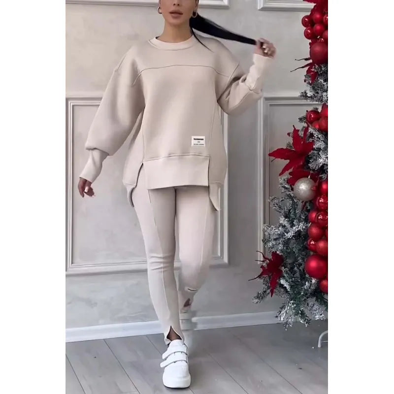 Long-Sleeved Printed Sweater & Leggings Suit