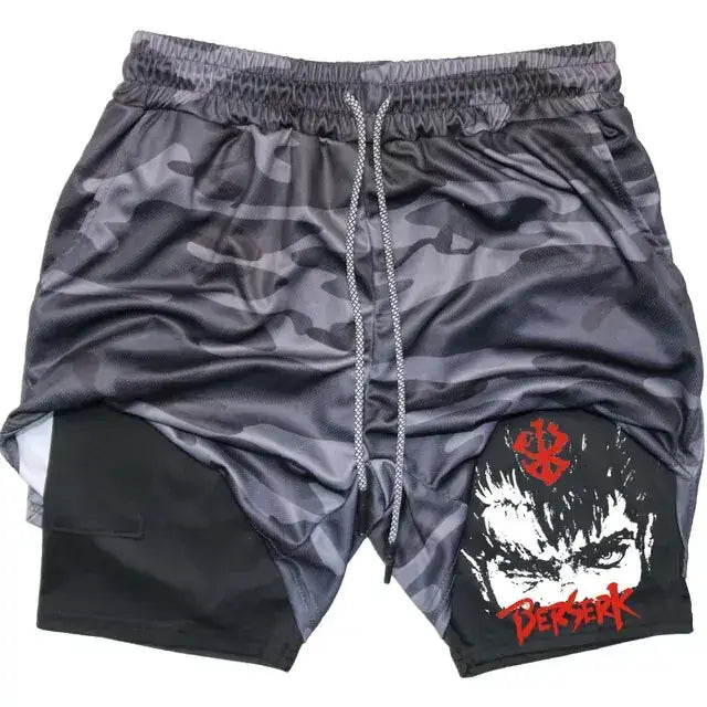 Berserk Anime Quick Dry Performance Multiple Pockets Sports Shorts
