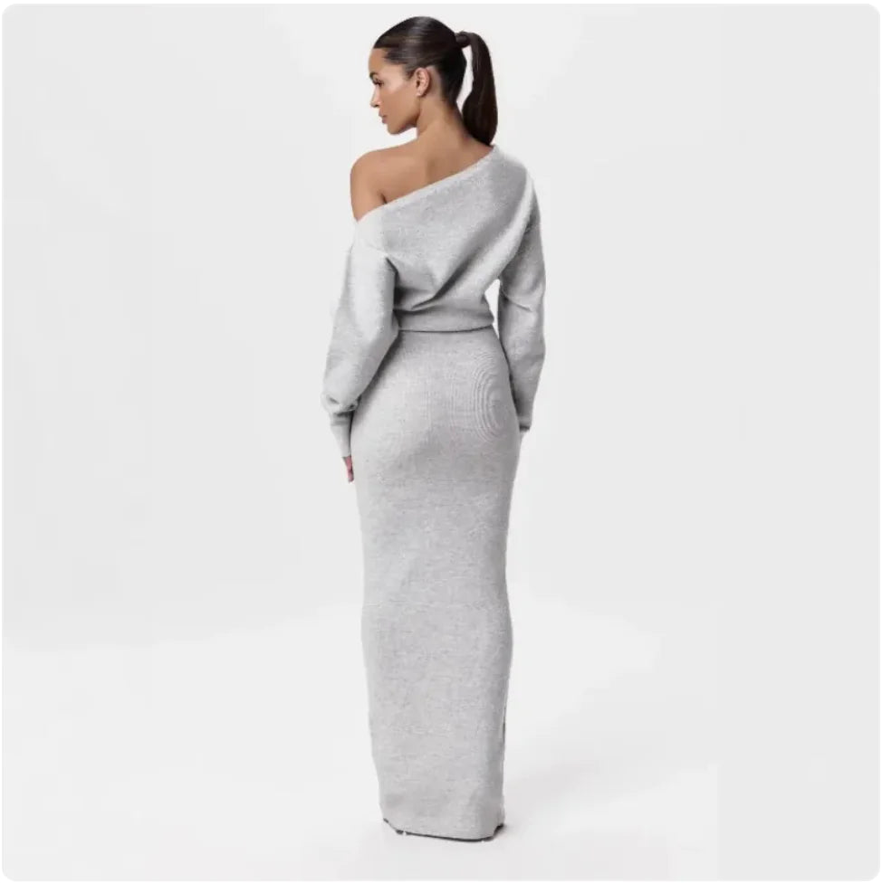 Off-Shoulder Slim Fit Long Sleeve Dress