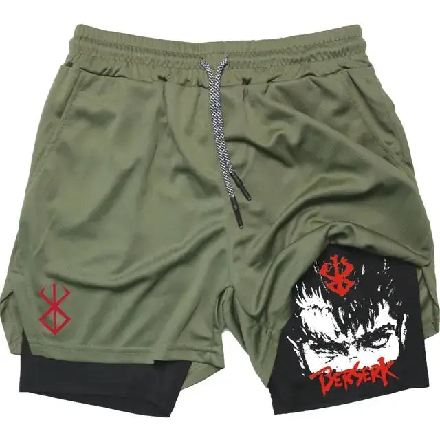 Berserk Anime Quick Dry Performance Multiple Pockets Sports Shorts