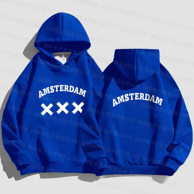Amsterdam Unisex Hoodie - Black Oversized Sweatshirt