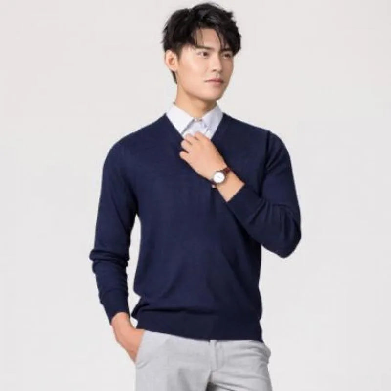 Men Cashmere Sweater Autumn Winter Soft Warm Jersey Jumper Robe Hombre Pull Homme Hiver Pullover V-Neck O-Neck Knitted Sweaters