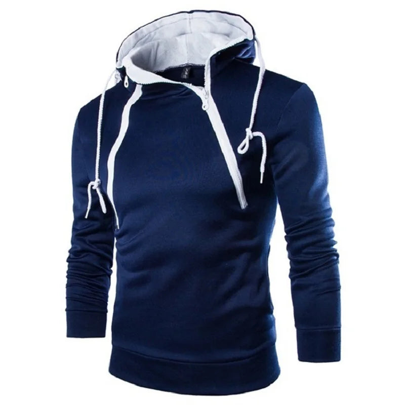 LETSNAGOU Men's Hoodies Long Sleeve Sweatshirts for Men Zipper Hooded Pullover High Neck Mens Sweatshirt Top Jacket Coat Black Sweater