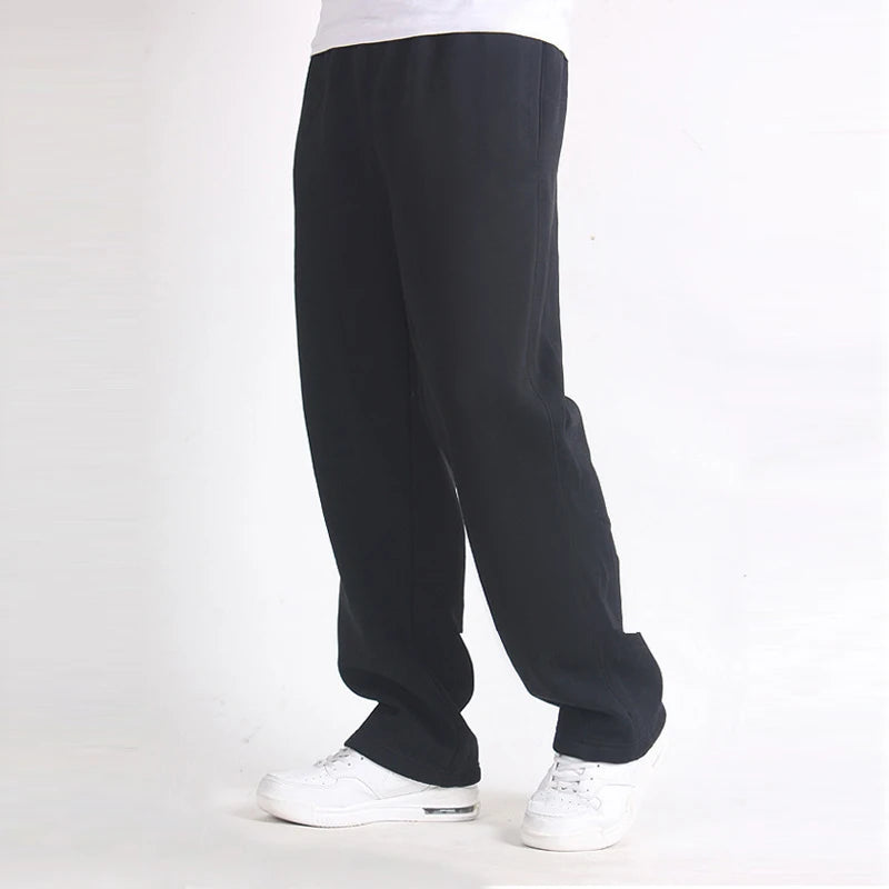 Spring Men Plus Size Pants Solid Baggy Loose Elastic Pants Cotton Sweatpants Casual Pants Autumn Straight Trousers