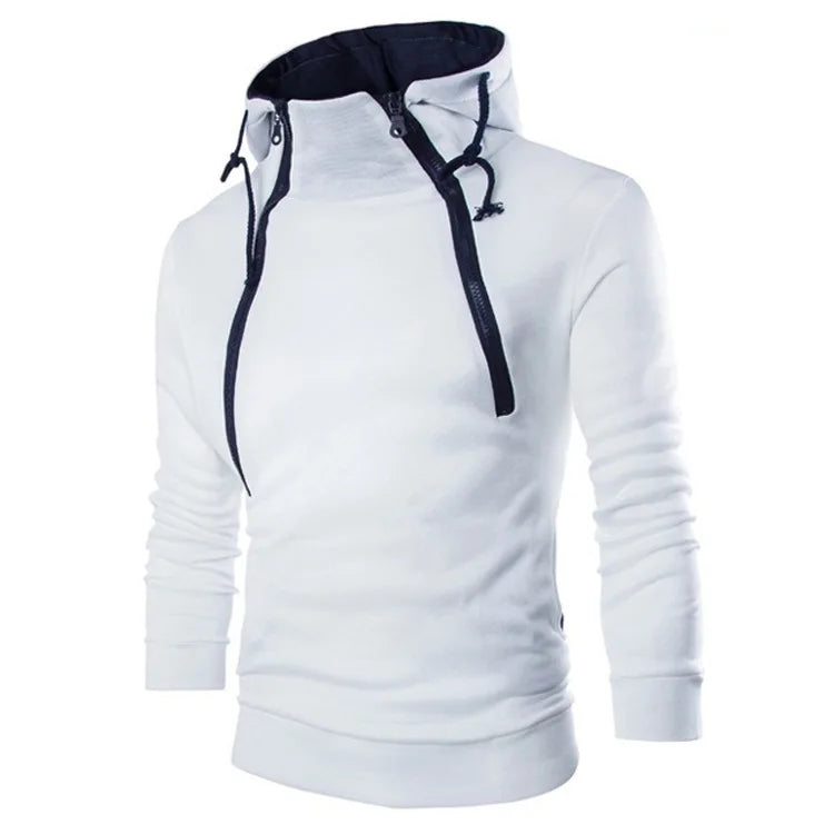 LETSNAGOU Men's Hoodies Long Sleeve Sweatshirts for Men Zipper Hooded Pullover High Neck Mens Sweatshirt Top Jacket Coat Black Sweater
