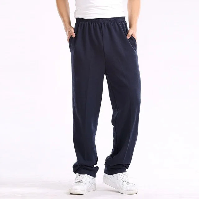 Spring Men Plus Size Pants Solid Baggy Loose Elastic Pants Cotton Sweatpants Casual Pants Autumn Straight Trousers