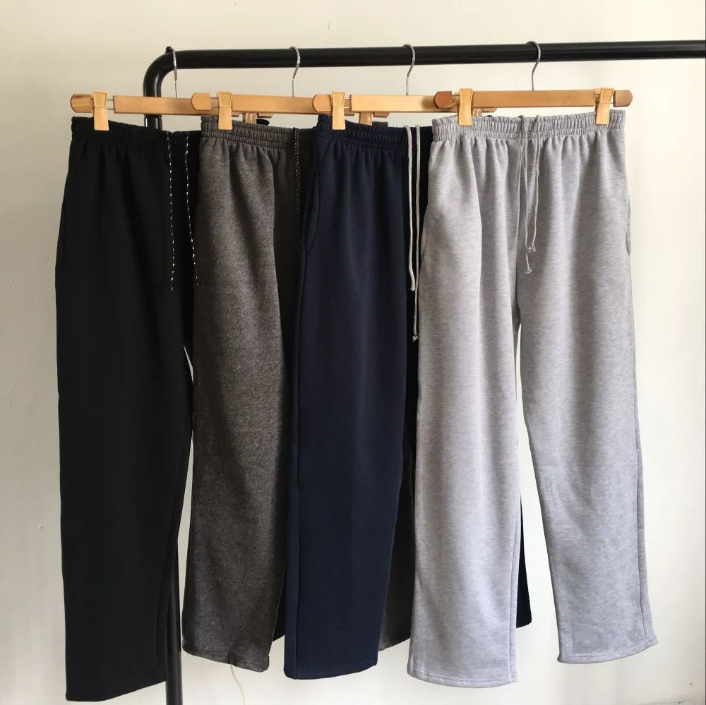 Spring Men Plus Size Pants Solid Baggy Loose Elastic Pants Cotton Sweatpants Casual Pants Autumn Straight Trousers