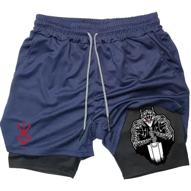 Berserk Anime Quick Dry Performance Multiple Pockets Sports Shorts