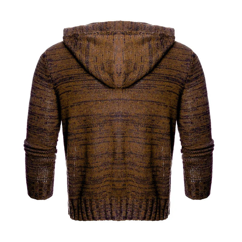 Men's Fashion Solid Color Knit Hooded Sweaters 2023 New O-Neck Long Sleeve Slim Fit Pullover Tops Autumn Winter