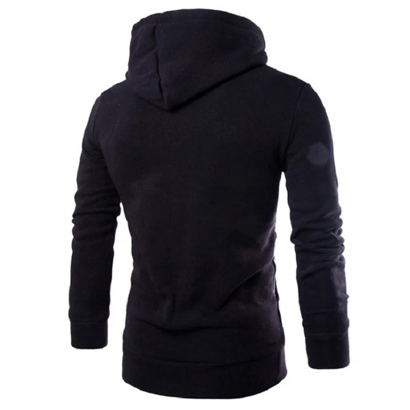 LETSNAGOU Men's Hoodies Long Sleeve Sweatshirts for Men Zipper Hooded Pullover High Neck Mens Sweatshirt Top Jacket Coat Black Sweater