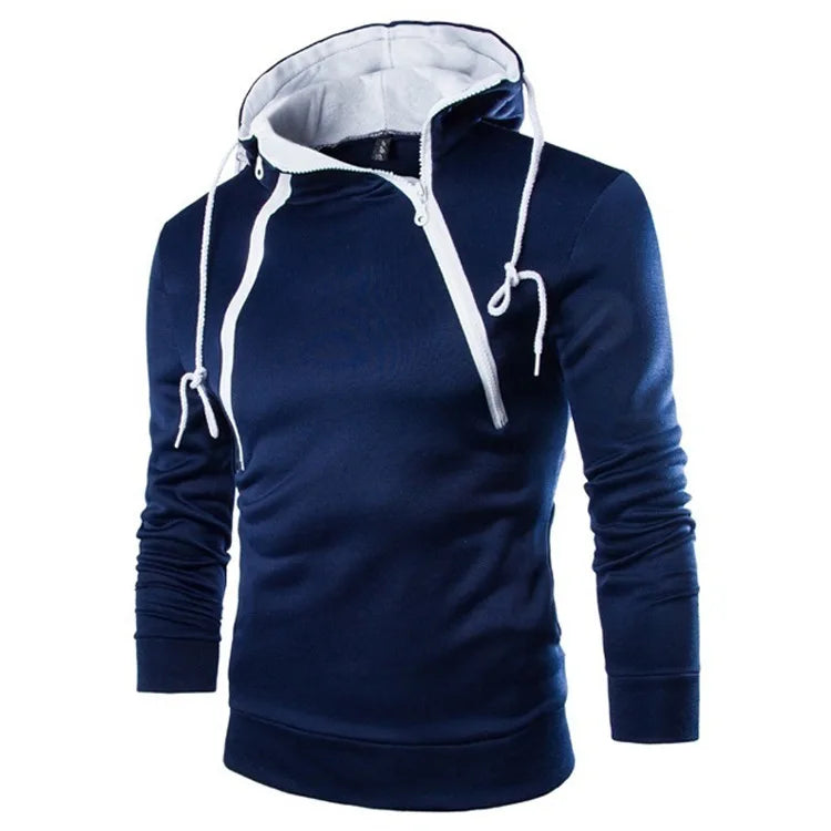 LETSNAGOU Men's Hoodies Long Sleeve Sweatshirts for Men Zipper Hooded Pullover High Neck Mens Sweatshirt Top Jacket Coat Black Sweater