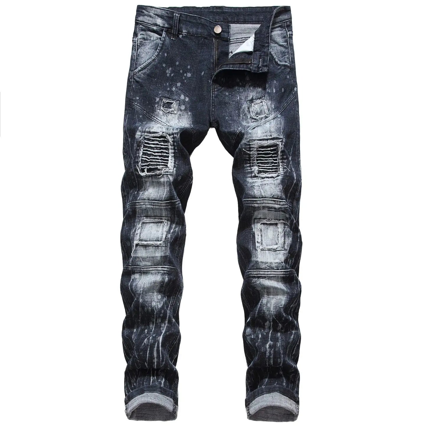 Dark Acid Wash Straight-Stretch Fit Denim Jeans